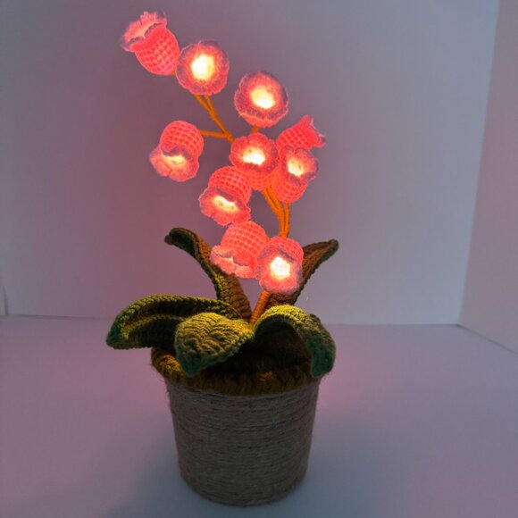 Lily of The Valley Crochet Flower that Lights up, Posable - Picture 2 of 11